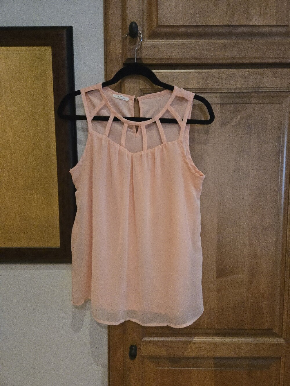 Maurices Peach Sleeveless Cutout Neck Blouse Size M